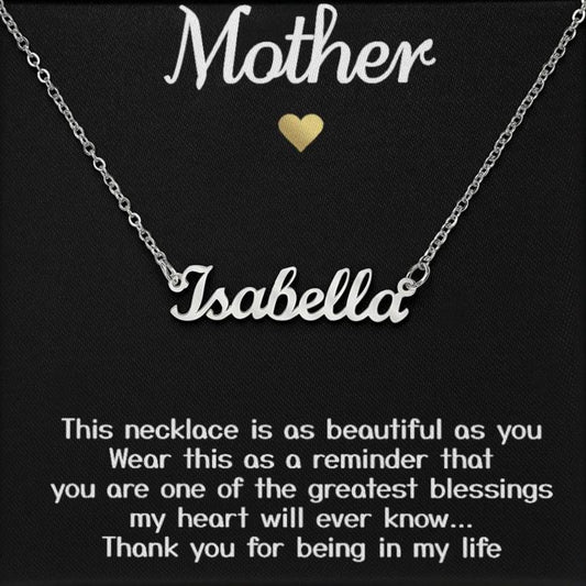 Collar de regalo para mi madre "gracias por estar en mi vida" con tarjeta de mensaje Collar con nombre y firma 001