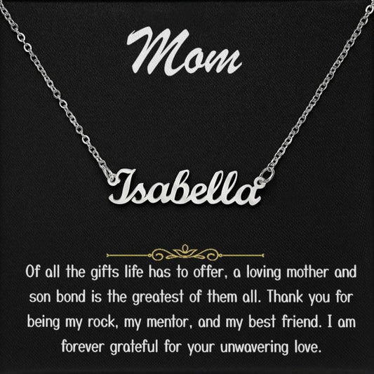 Para mi mamá: collar con nombre y firma de amor inquebrantable 001 