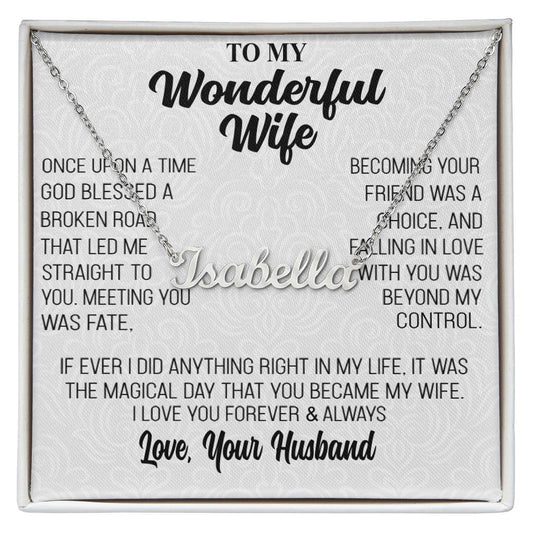 Regalo para esposa Collar con nombre "El día mágico" personalizado y grabado para mi maravillosa esposa