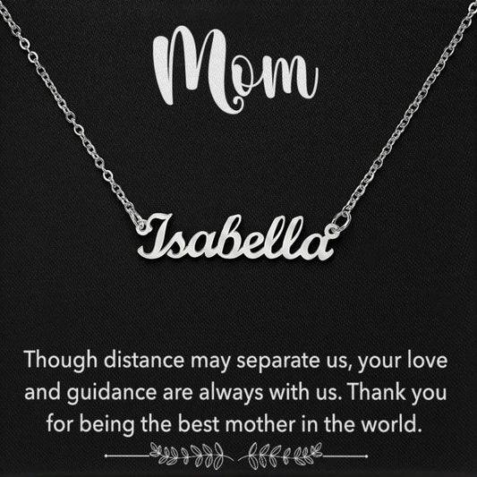 Para mi mamá: la mejor madre del mundo. Juego de regalo. Collar con nombre personalizado y firma 001 