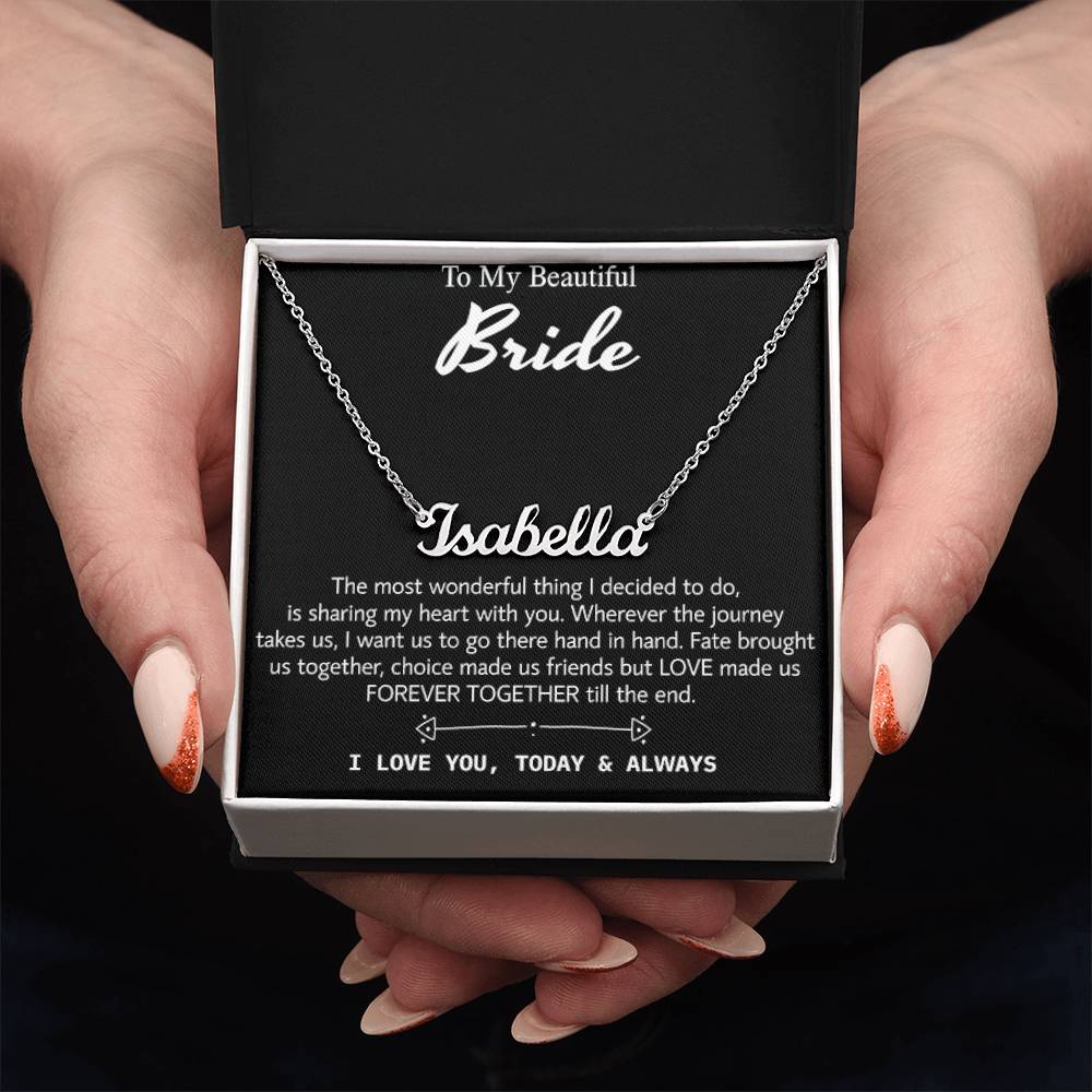 To My Beautiful Bride, Wedding Day Gift Necklace, Gift From Groom, Wedding “Today & Always” For Bride, Engagement Day Gift Necklace