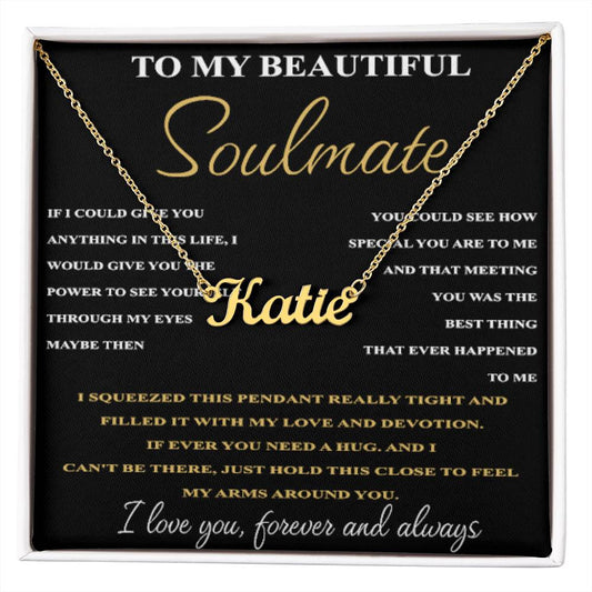 Presente para Alma Gêmea “Para Minha Linda Alma Gêmea” Colar de Ouro 18K com Assinatura Personalizada 