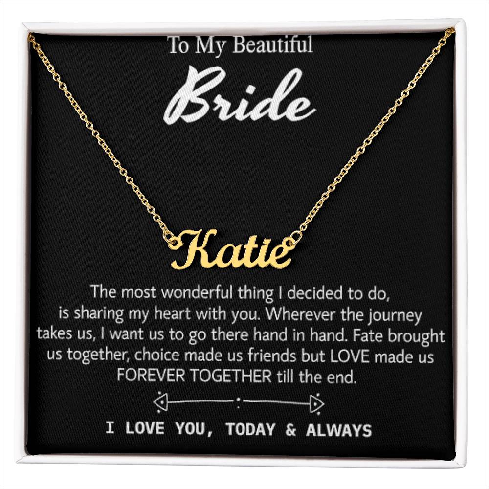 To My Beautiful Bride, Wedding Day Gift Necklace, Gift From Groom, Wedding “Today & Always” For Bride, Engagement Day Gift Necklace