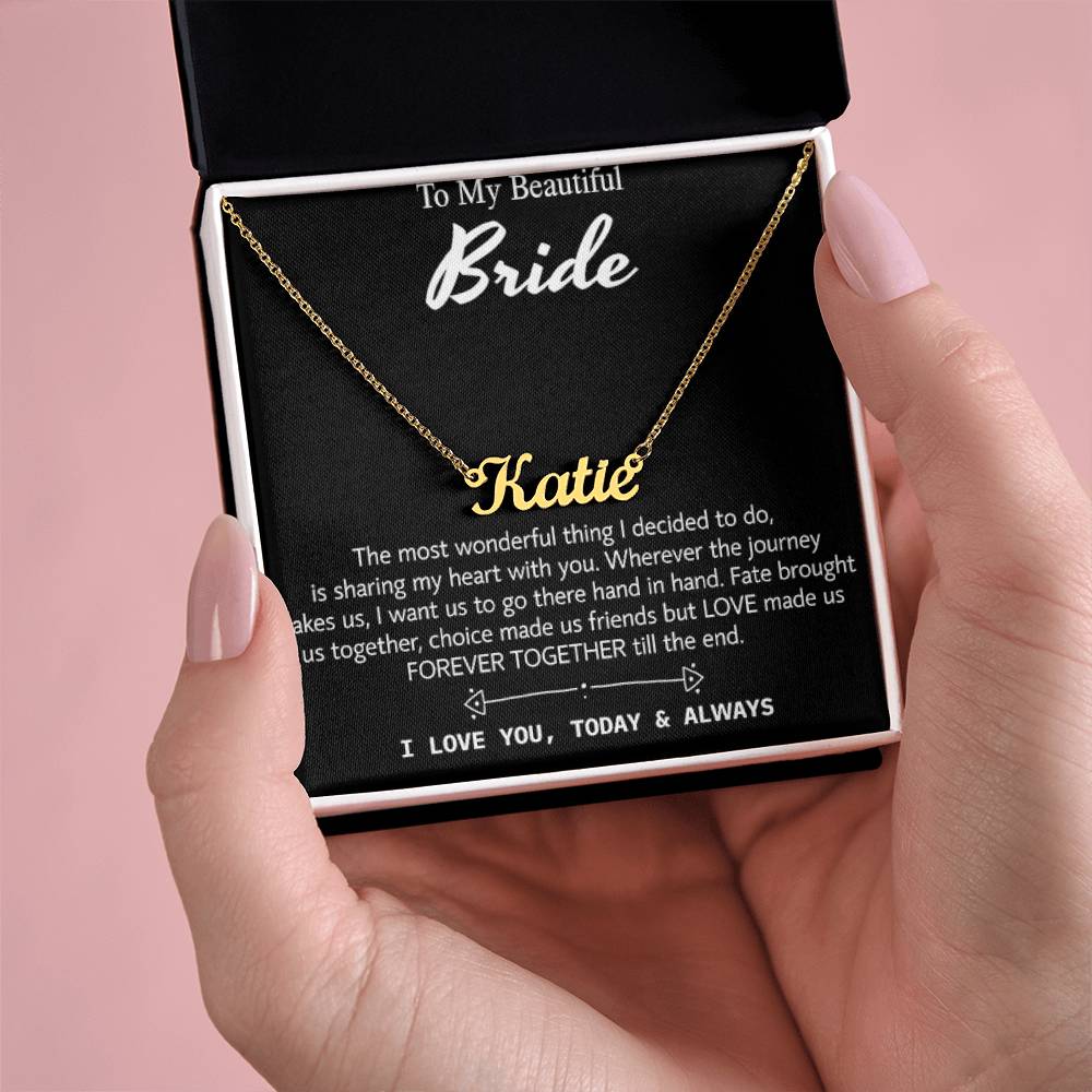 To My Beautiful Bride, Wedding Day Gift Necklace, Gift From Groom, Wedding “Today & Always” For Bride, Engagement Day Gift Necklace