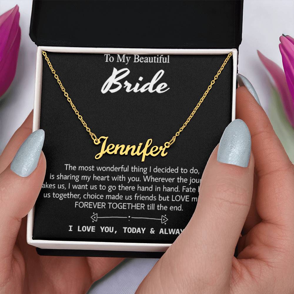 To My Beautiful Bride, Wedding Day Gift Necklace, Gift From Groom, Wedding “Today & Always” For Bride, Engagement Day Gift Necklace