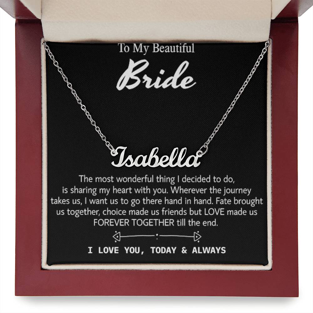 To My Beautiful Bride, Wedding Day Gift Necklace, Gift From Groom, Wedding “Today & Always” For Bride, Engagement Day Gift Necklace