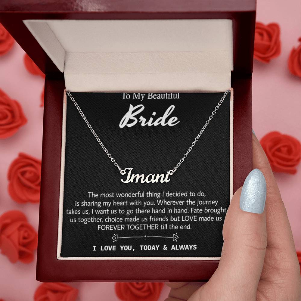 To My Beautiful Bride, Wedding Day Gift Necklace, Gift From Groom, Wedding “Today & Always” For Bride, Engagement Day Gift Necklace