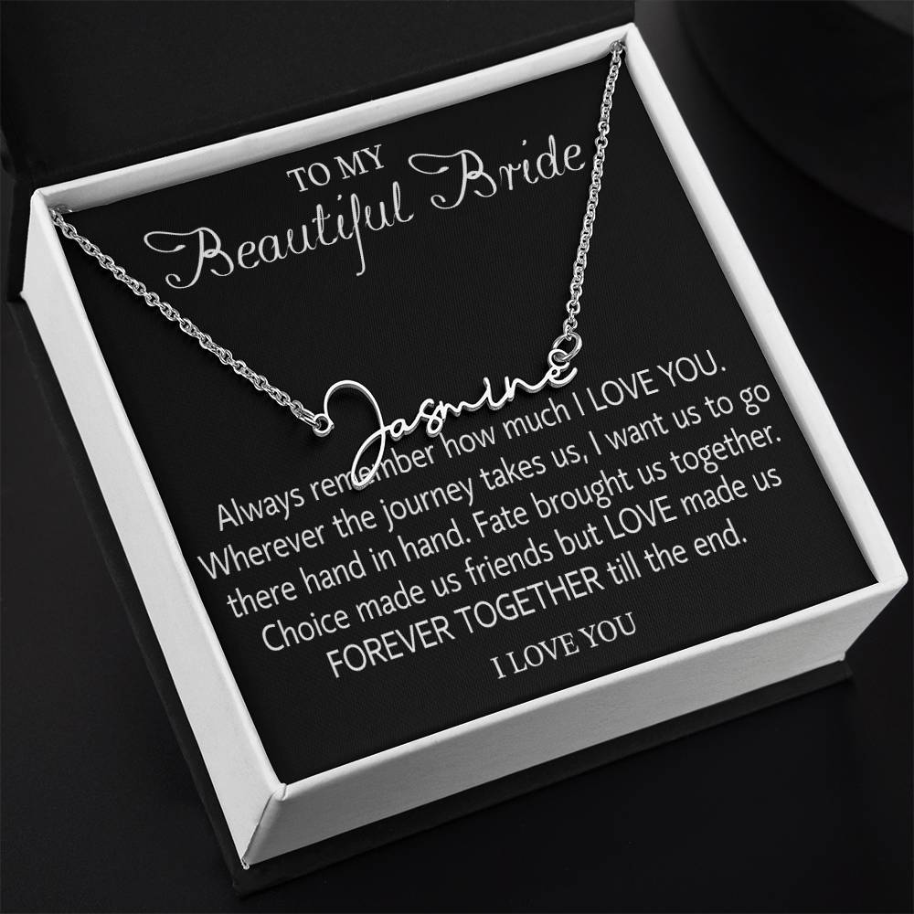 To My Beautiful Bride, Wedding Day Gift Necklace, Gift From Groom, Wedding Gift Necklace For Bride, Engagement Day Gift Necklace