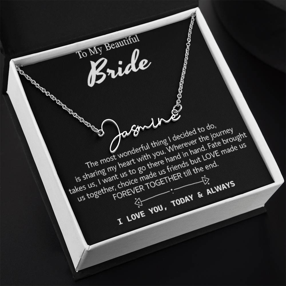 Para mi hermosa novia, collar de regalo para el día de la boda, regalo del novio, boda "hoy y siempre" para la novia, collar de regalo para el día del compromiso 
