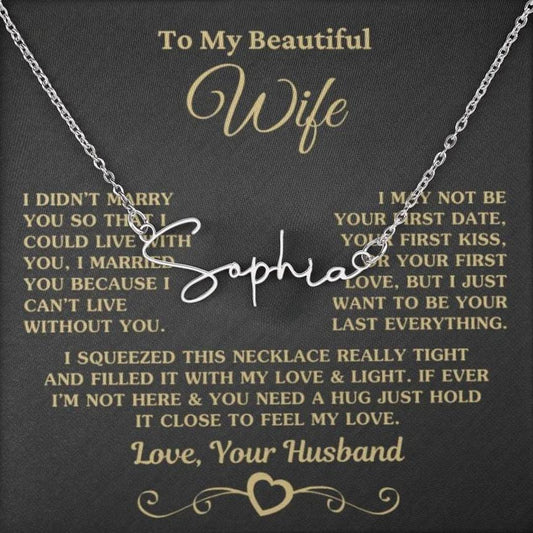 Regalo para esposa "No puedo vivir sin ti" regalo personalizado collar personalizado 001