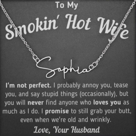 Regalo para esposa "No soy perfecta" Collar de plata personalizado con nombre 002 