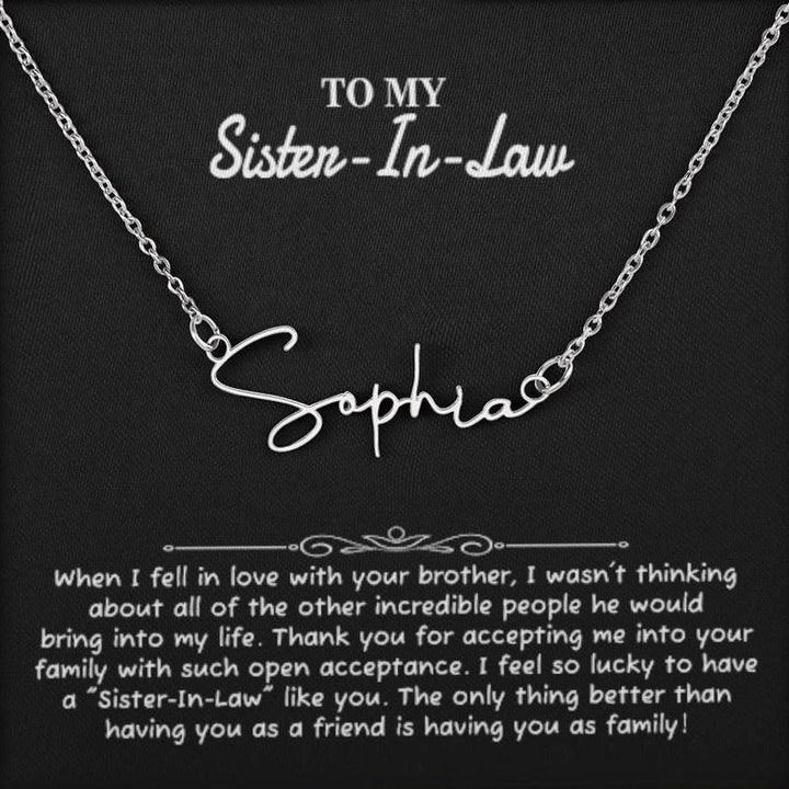 Regalo para mi cuñada de parte de mi hermana, collar con el nombre de la firma de mi novio, regalo de cumpleaños para mi cuñada, collar para mi futura cuñada, regalo extra para mi hermana, collar con el regalo de compromiso para mi boda 