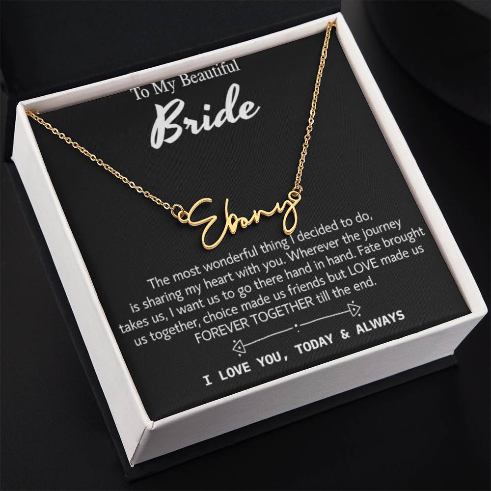 Para mi hermosa novia, collar de regalo para el día de la boda, regalo del novio, boda "hoy y siempre" para la novia, collar de regalo para el día del compromiso 