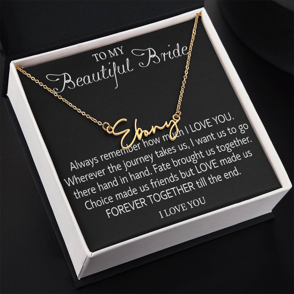 To My Beautiful Bride, Wedding Day Gift Necklace, Gift From Groom, Wedding Gift Necklace For Bride, Engagement Day Gift Necklace