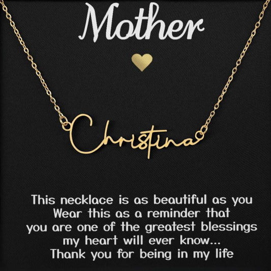 Collar de regalo para mi madre "gracias por estar en mi vida" con tarjeta de mensaje Collar con nombre y firma 002
