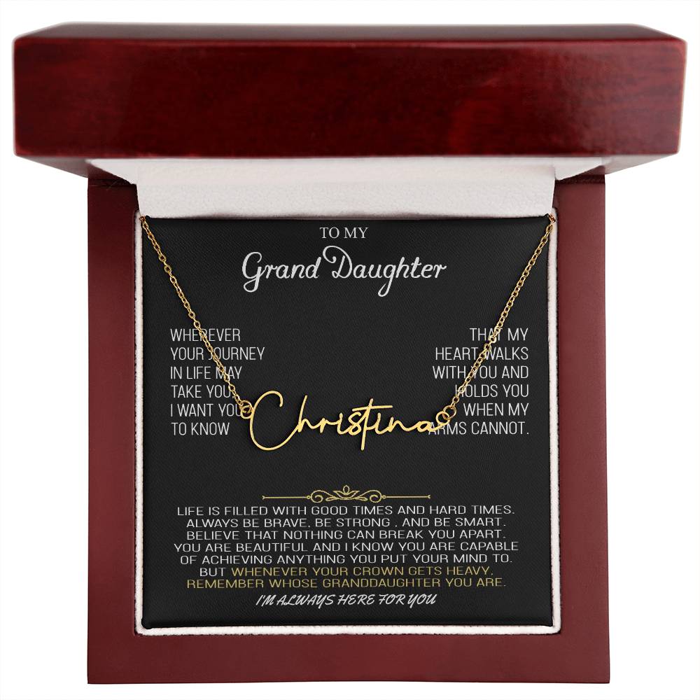 Signature name necklace Silver "Remember Whose Granddaughter You Are" - Beautiful Gift Set