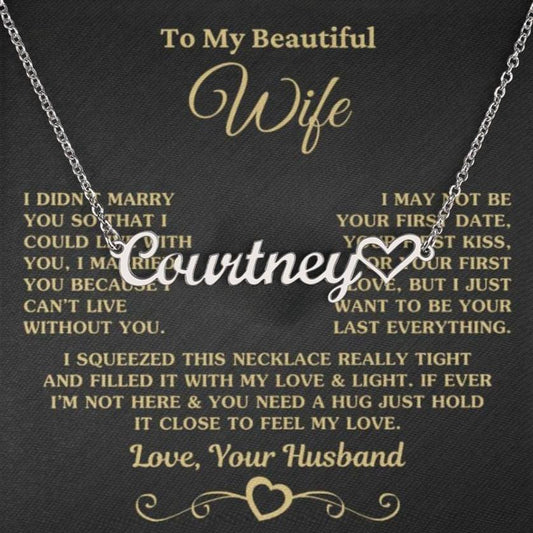 Regalo para Esposa "No Puedo Vivir Sin Ti" regalo personalizado Collar personalizado con corazón 001 