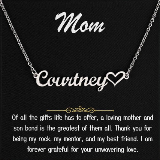 Para mi mamá: collar con nombre y firma de amor inquebrantable 003 