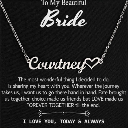 Para mi hermosa novia, collar de regalo para el día de la boda, regalo del novio, boda "hoy y siempre" para la novia, collar de regalo para el día del compromiso 