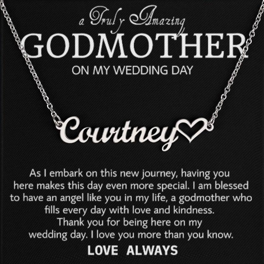 Godmother on My Wedding Day Necklace, Wedding Thank You Gift for Godmother, Godmother of The Bride, Gift from Bride To Godmother