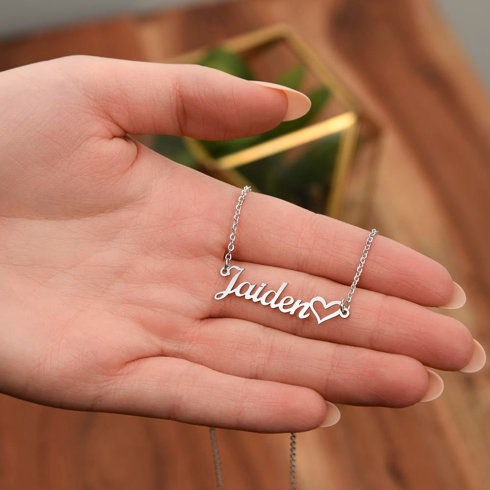 Collar de oro blanco para mi madre, regalo "gracias por estar en mi vida" con tarjeta de mensaje, collar con nombre de firma 003a 