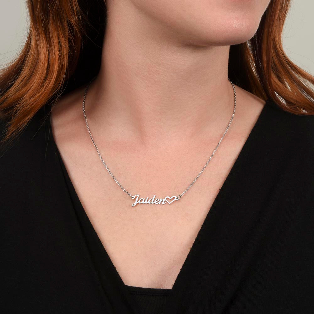Collar de oro blanco para mi madre, regalo "gracias por estar en mi vida" con tarjeta de mensaje, collar con nombre de firma 003a 