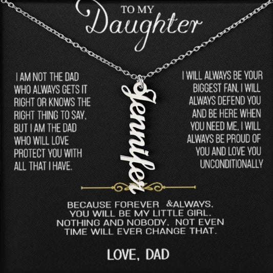 Para mi hija - Con amor papá - Hermoso juego de regalo Collar con nombre vertical personalizado 