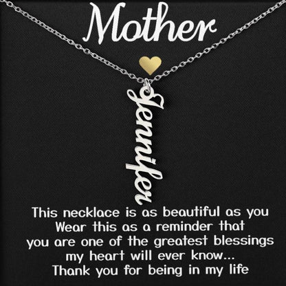 Collar de oro blanco para mi madre, regalo "gracias por estar en mi vida" con tarjeta de mensaje, collar con nombre de firma 004a