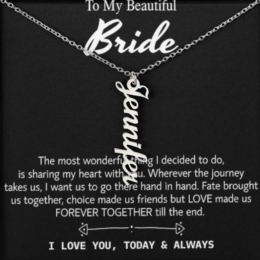 Para mi hermosa novia, collar de regalo para el día de la boda, regalo del novio, boda "hoy y siempre" para la novia, collar de regalo para el día del compromiso 