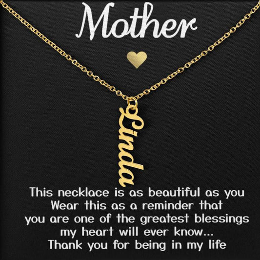 Collar Para Mi Madre Regalo de Oro "gracias por estar en mi vida" con Tarjeta de Mensaje Collar con Nombre Firmado 004