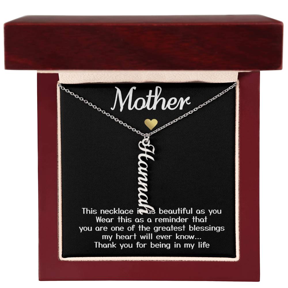 Collar de oro blanco para mi madre, regalo "gracias por estar en mi vida" con tarjeta de mensaje, collar con nombre de firma 004a