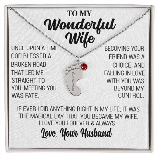 Regalo para esposa "El día mágico" Collar personalizado grabado con pies de bebé para mi maravillosa esposa 