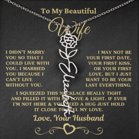 Regalo para esposa "No puedo vivir sin ti" joyería de flores del mes de nacimiento para mujer personalizada 