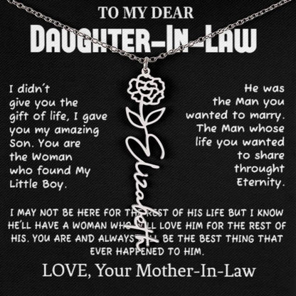 My Dear Daughter-In-Heart Gift-Love Your Mother-In-Law Necklace Personalized Birth Flower