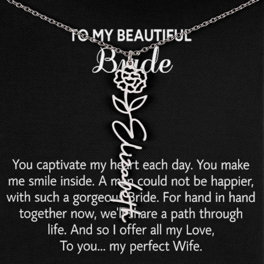 Para mi hermosa novia, collar de regalo para el día de la boda, regalo del novio, boda “mi esposa perfecta” para la novia, collar de regalo para el día del compromiso 