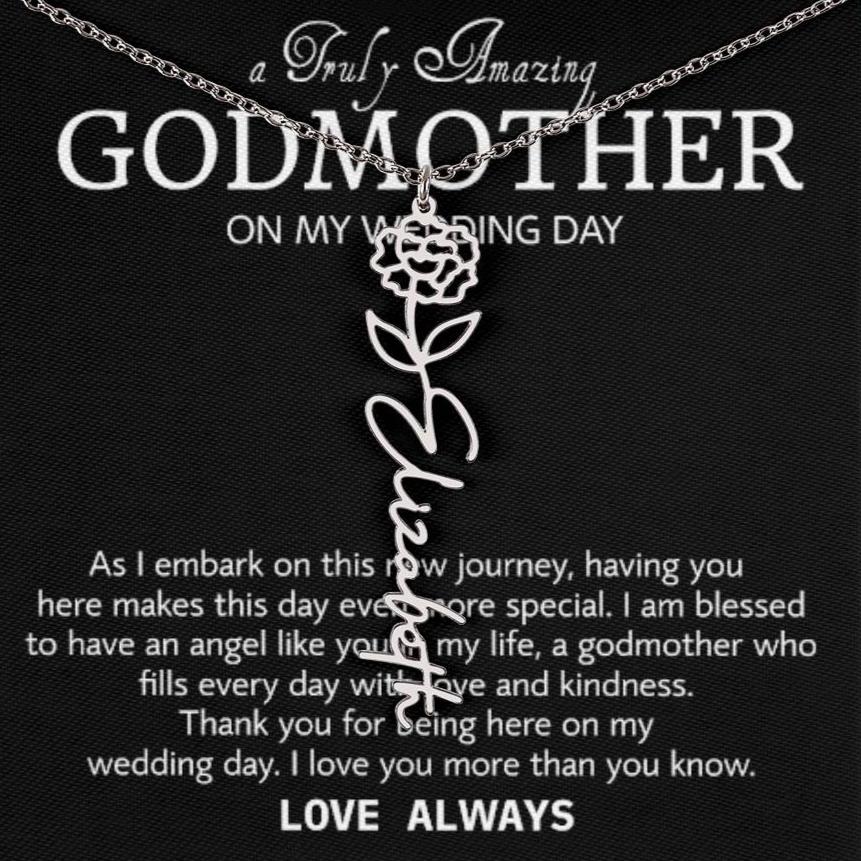 Godmother on My Wedding Day Necklace, Wedding Thank You Gift for Godmother, Godmother of The Bride, Gift from Bride To Godmother