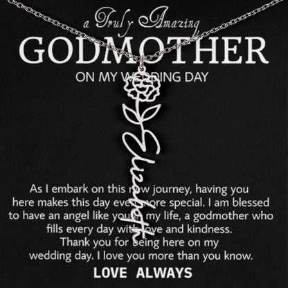 Godmother on My Wedding Day Necklace, Wedding Thank You Gift for Godmother, Godmother of The Bride, Gift from Bride To Godmother