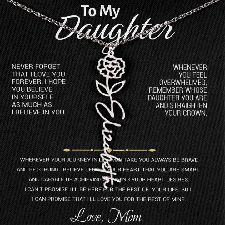 Colar com nome personalizado, presente para filha "Para nossa preciosa filha - nunca se esqueça de que eu te amo" Amor, mãe 