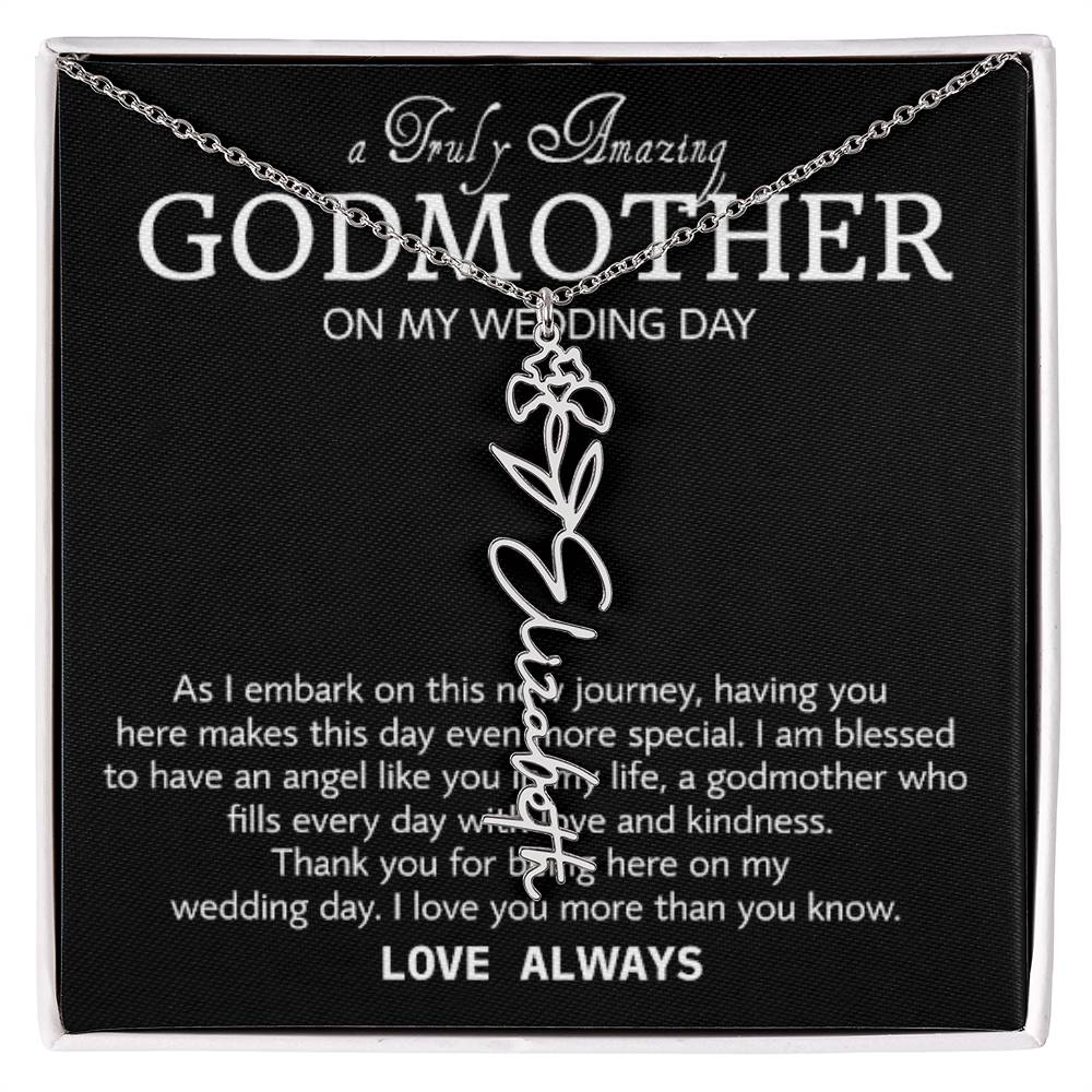 Godmother on My Wedding Day Necklace, Wedding Thank You Gift for Godmother, Godmother of The Bride, Gift from Bride To Godmother