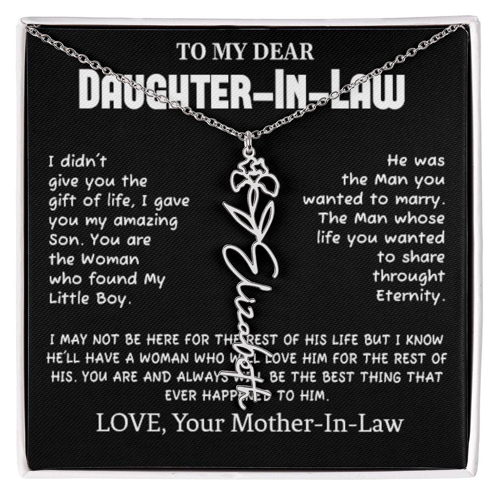 My Dear Daughter-In-Heart Gift-Love Your Mother-In-Law Necklace Personalized Birth Flower