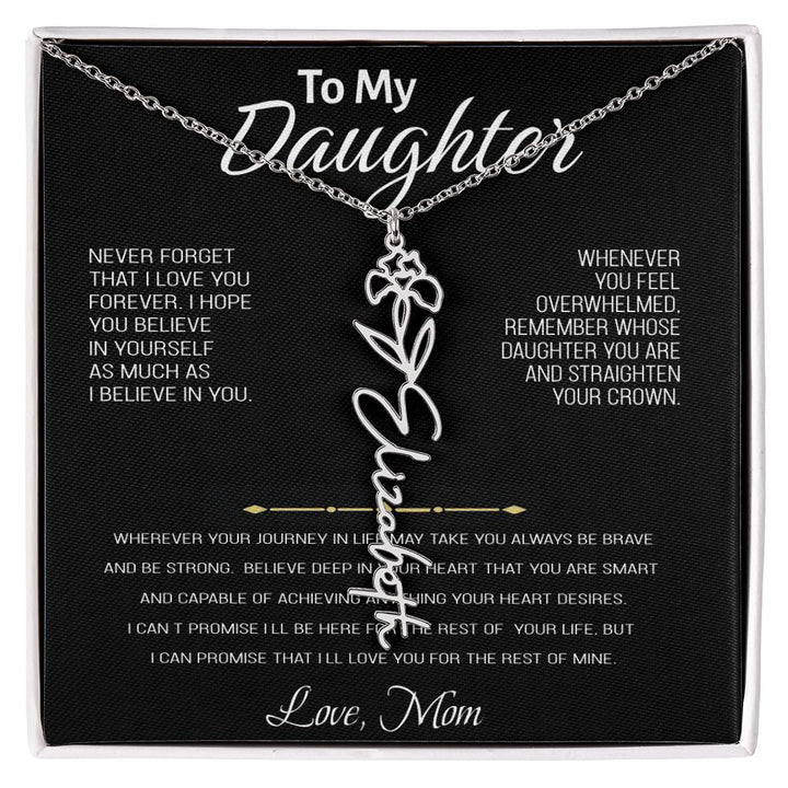 Colar com nome personalizado, presente para filha "Para nossa preciosa filha - nunca se esqueça de que eu te amo" Amor, mãe 