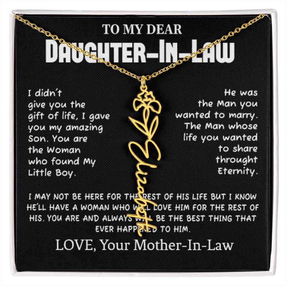 My Dear Daughter-In-Heart Gift-Love Your Mother-In-Law Necklace Personalized Birth Flower