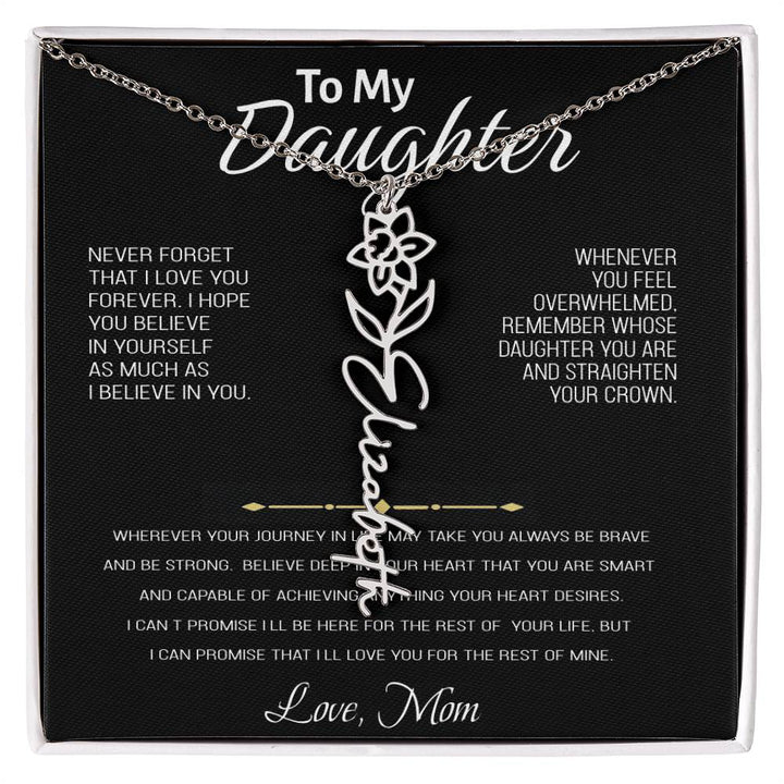 Colar com nome personalizado, presente para filha "Para nossa preciosa filha - nunca se esqueça de que eu te amo" Amor, mãe 