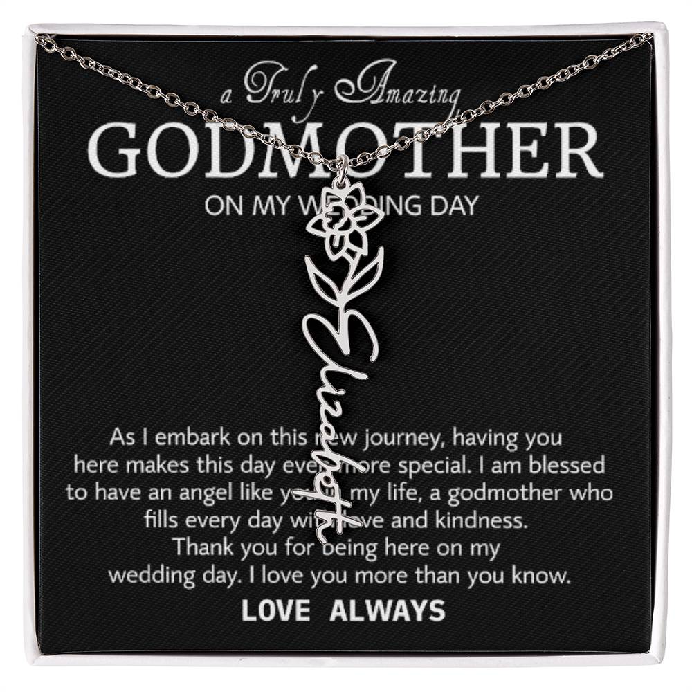 Godmother on My Wedding Day Necklace, Wedding Thank You Gift for Godmother, Godmother of The Bride, Gift from Bride To Godmother