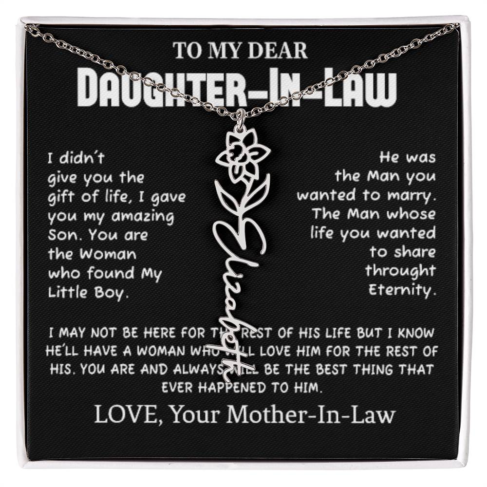 My Dear Daughter-In-Heart Gift-Love Your Mother-In-Law Necklace Personalized Birth Flower