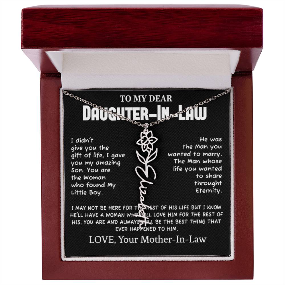 My Dear Daughter-In-Heart Gift-Love Your Mother-In-Law Necklace Personalized Birth Flower