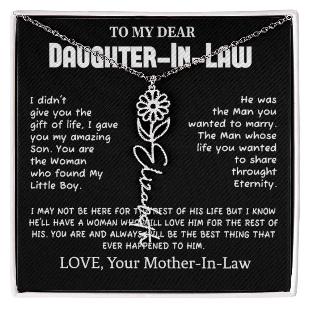 My Dear Daughter-In-Heart Gift-Love Your Mother-In-Law Necklace Personalized Birth Flower