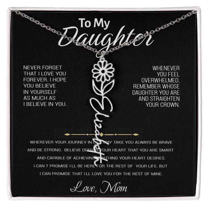 Colar com nome personalizado, presente para filha "Para nossa preciosa filha - nunca se esqueça de que eu te amo" Amor, mãe 