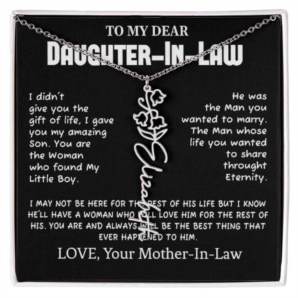 My Dear Daughter-In-Heart Gift-Love Your Mother-In-Law Necklace Personalized Birth Flower
