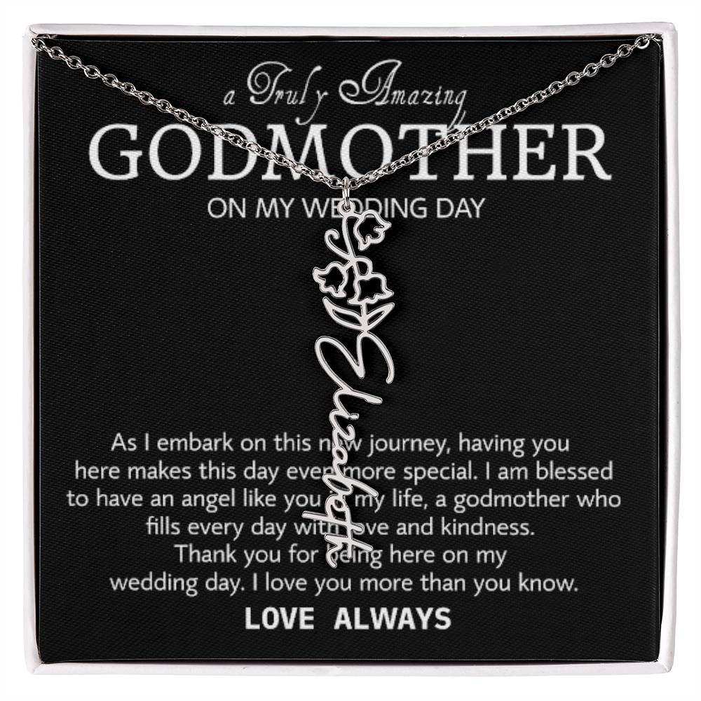 Godmother on My Wedding Day Necklace, Wedding Thank You Gift for Godmother, Godmother of The Bride, Gift from Bride To Godmother